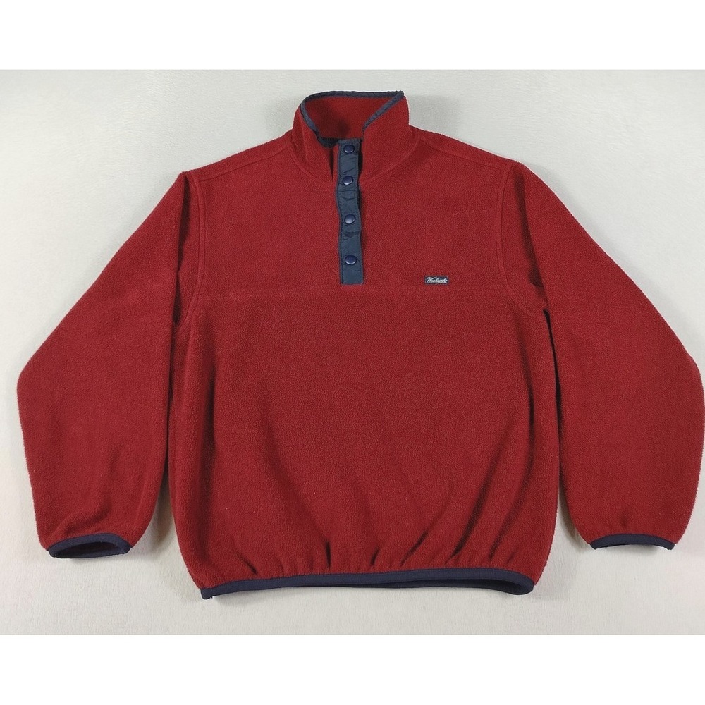 Vintage Woolrich Jacket Mens Small Red Polartec Fleece 1/4 Snap Cabincore 90s